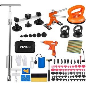 VEVOR Dent Puller Kit, 60 PCS Paintless Dent Removal Kit with Golden Lifter, Bridge Puller, Rubber Hammer, Glue Gun, Auto Body Hail Damage Repair Remover Tools for Car Refrigerator Door Ding Repair(117PCS)
