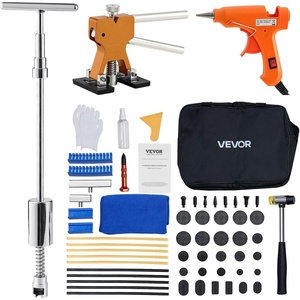 VEVOR Dent Puller Kit, 60 PCS Paintless Dent Removal Kit with Golden Lifter, Bridge Puller, Rubber Hammer, Glue Gun, Auto Body Hail Damage Repair Remover Tools for Car Refrigerator Door Ding Repair(61PCS)