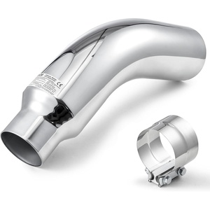 VEVOR Elbow Exhaust Tip, 4 Inch Inlet, 6 Inch Outlet, 23 in Overall Length, Chrome Turn Down Exhaust Tip with Clamp for Truck, Sedan, Sports Car, SUV, Chrome Structure for High Temperature Resistance(4 Inch Inlet+6 Inch Outlet)