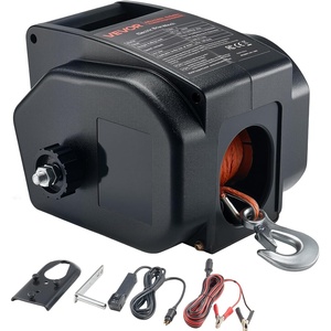 VEVOR Electric Boat Winch, 12V DC 300W, Reversible Electric Trailer Winch for Boats Up to 2000 lbs, Power-in, Power-Out, and Freewheel Operations for Boats with Wired Remote Control & Hand Crank