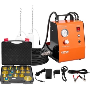 VEVOR Electric Brake Bleeder Kit, Professional 110V Brake Master Cylinder Bleeder Kit with Pressure Gauge & Built-in Air Pump, Versatile Brake Bleeder Adapter Set for Both DC & AC Power(with 17pcs adapters)