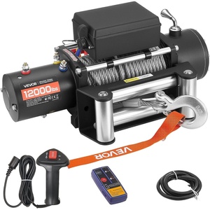 VEVOR Electric Winch, 12000 lbs Load Capacity, 12V DC Truck Winch with Φ0.36 in x 80 ft Steel Rope, Wireless & Wired Remote Control, IP55 Waterproof for Towing SUV Jeep Trailer Boat Off-Road Vehicle(12000 lbs)