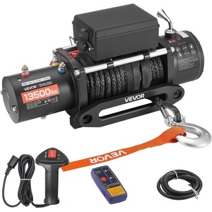 VEVOR Electric Winch, 13500 lbs Load Capacity, 12V DC Truck Winch with Φ3/8 in x 85 ft Synthetic Rope, Wireless & Wired Remote Control, IP55 Waterproof for Towing Off-Road SUV Jeep Trailer Boat