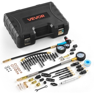 VEVOR Engine Cylinder Compression Tester Kit, 0-700 PSI Pressure Gauge & 0-100 PSI Leak Gauge, Automotive Leak Down Tester Kit with 4 Adapters, Pressure Check & Leakage Rate Test on Cars, Motorcycles