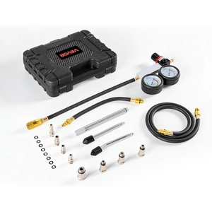VEVOR Engine Cylinder Compression Tester Kit, Pressure Gauge Range of 0-100 PSI, Automotive Leak Down Tester Kit with 4 Adapters, 2 Metal Tubes, Pressure Check & Leakage Rate Test on Cars, Motorcycles
