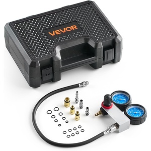 VEVOR Engine Cylinder Compression Tester Kit, Pressure Gauge Range of 0-100 PSI, Automotive Leak Down Tester Kit with 4 Adapters & Air Fittings, Pressure Check & Leakage Rate Test on Cars, Motorcycles