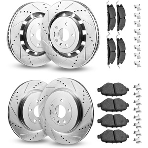 VEVOR Front and Rear Brake Kit Compatible with 2007-2013 Acura MDX, 2010-2013 Acura ZDX, 2009-2014 Honda Pilot, Drilled and Slotted Brake Rotors Ceramic Brake Pads Replacement Kit, 13 in (Front)(S-54188 + S-54189)