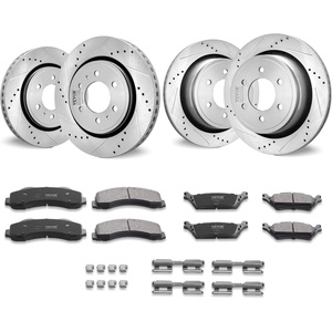 VEVOR Front and Rear Brake Kit Compatible with 2007-2013 Acura MDX, 2010-2013 Acura ZDX, 2009-2014 Honda Pilot, Drilled and Slotted Brake Rotors Ceramic Brake Pads Replacement Kit, 13 in (Front)(S-54153 + S-54186)