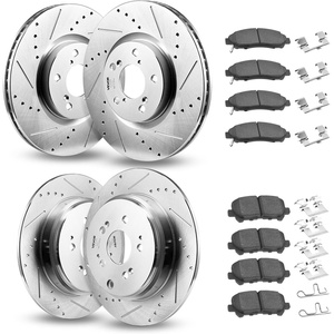 VEVOR Front and Rear Brake Kit Compatible with 2007-2013 Acura MDX, 2010-2013 Acura ZDX, 2009-2014 Honda Pilot, Drilled and Slotted Brake Rotors Ceramic Brake Pads Replacement Kit, 13 in (Front)(S-31468 + S-31469)