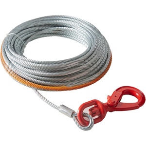 VEVOR Galvanized Steel Winch Cable, 3/8 Inch x 50 Feet 15,200 lbs Breaking Strength, Wire Winch Rope with Swivel Hook, Towing Cable Heavy Duty, Universal Fit for SUV, Large Off-Road Vehicle, Truck(75 ft)