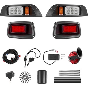 VEVOR Golf Cart Light Kit, 12 Volt, Street Legal LED Headlight and Tail Light Kit with Wiring Harness, Turn Signals, Hazard Light, Switch Horn, Brake Pad, Zip Ties, ABS Housing, for EZGO TXT 1996-2013(Golf Cart Light Kit-1)