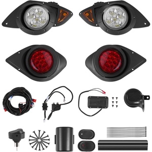 VEVOR Golf Cart Light Kit, 12 Volt, Street Legal LED Headlight and Taillight Kit with Wiring Harness, Turn Signals, Hazard Light, Switch Horn, Brake Pad, Zip Ties, ABS Housing, for Yamaha G29 2007-Up(Black)