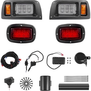 VEVOR Golf Cart Light Kit, 12 Volt, Street Legal LED Headlight and Taillight Kit with Wiring Harness, Turn Signals, Hazard Light, Switch Horn, Brake Pad, Zip Ties, ABS Housing, for Club Car DS 1993-Up(Golf Cart Light Kit-1)