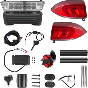 VEVOR Golf Cart Light Kit, 12 Volt, Street Legal LED Headlight and Taillight Kit with Wiring Harness, Turn Signals, Hazard Light, Switch Horn, Brake Pad, Zip Ties, ABS Housing, for Yamaha G29 2007-Up(Red)