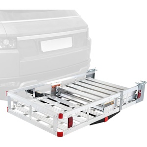 VEVOR Hitch Mount Cargo Carrier, 500LBS Mobility Scooter Carrier with Folding Ramp, Aluminum Trailer Hitch Rack Basket & Stabilizer, Strap, Fits 2″ Hitch Receiver for Truck SUV Car, 48.03″ x 27.87″