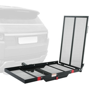 VEVOR Hitch Mount Wheelchair Carrier, 500LBS Mobility Scooter Carrier with Folding Ramp, Iron Trailer Hitch Rack Basket with Stabilizer, Straps, Fit 2″ Hitch Receiver for SUV Van Car, 45.3″ x 25.6″
