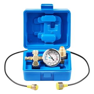 VEVOR Hydraulic Nitrogen Accumulator Charging Kit, All-in-One Nitrogen Fill Kit, Pressure Test System with 3 Gauges (1500, 4000, 6000 PSI), 6 Adapters Couplings, 1 Gas Hose, 1 Valve, 1 CGA580 Adapter(Blue)