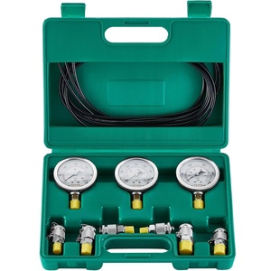VEVOR Hydraulic Pressure Test Kit, 10/100/250/400/600bar, 5 Gauges 13 Test Couplings 14 Tee Connectors 5 Test Hoses, Hydraulic Gauge Kit with Sturdy Carrying Case, for Excavator Construction Machinery(3 Gauges 6 Test Couplings)