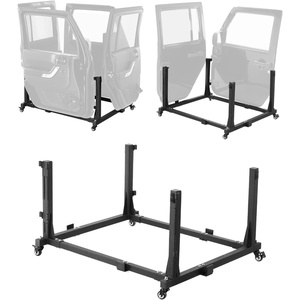 VEVOR Jeep Door Storage Cart, 4 Doors Moveable Storage Cart Rack with Thickened Rubber Cushion, Sturdy Car Door Holder Cart Fit for Jeep Wrangler JK JKU JL Gladiator(Square)