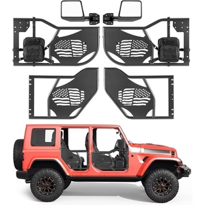 VEVOR Jeep Tube Doors, 4-Door, Fit for 2018-2026 Jeep Wrangler JL & 2020-2026 Gladiator JT, Flag Pattern Off Road Front & Rear Tubular Half Doors with DOT Certified Side View Mirrors and Storage Bag(JL/JT)