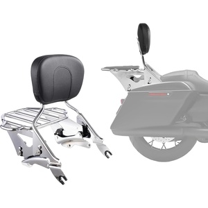VEVOR Motorcycle Backrest Sissy Bar with Luggage Rack, Compatible with Harley-Davidson Touring Models, Street Glide Road Glide Road King, Detachable Passenger Backrest, for Motorcycles(with Luggage Rack)