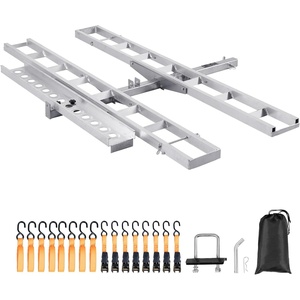 VEVOR Motorcycle Carrier, 400 lbs Capacity, Heavy Duty Aluminum Hitch Mount Rack with 73in Loading Ramp, Straps & Stabilizer, Scooter Dirt Bike Trailer Hauler for Car Truck with 2-Inch Hitch Receiver(47in Ramp)