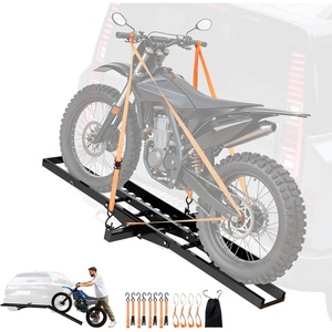VEVOR Motorcycle Carrier, 500 lbs Capacity, Heavy Duty Steel Hitch Mount Rack with 47in Ramp, Ratchet Straps & Stabilizer, Scooter Dirt Bike Trailer Hauler for Car Truck with 2-Inch Hitch Receiver(Upgrade Version)