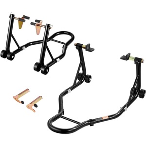 VEVOR Motorcycle Stand Lift, 1100lbs Capacity Front Rear Combo Stand Lift, Front Wheel Dual-Fork Stands, Rear U+L Fork Swingarm Spool Stands, for Most Yamaha Honda Kawasaki Suzuki Motorcycles, Black