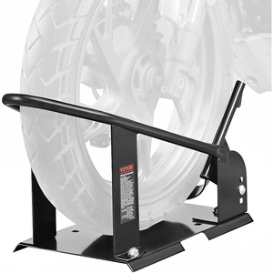 VEVOR Motorcycle Wheel Chock, Max. 1800 lbs Heavy Duty Motorcycle Stand, with 3 Adjustable Holes, Durable Steel Motorbike Front Tire Bracket, Fits 15″-21″ Wheels, Work with Off-Road and Regular Bikes(Column)