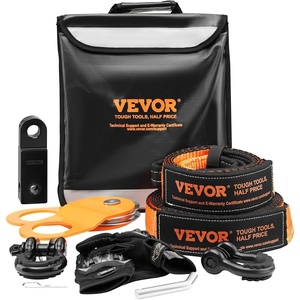 VEVOR Off-Road Recovery Kit, 3″ x 30′ Tow Straps Heavy Duty with Hooks 30,000 lbs Winch Strap Kit, 44092 lbs D-Ring Shackles, Shackle Receiver, Snatch Block Pulley, Gloves, Storage Bag for ATV Jeep(8-piece set)