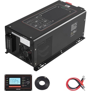 VEVOR Pure Sine Wave Inverter Charger, 3000 Watt, DC 24V to AC 120V Power Inverter with LCD Display, Remote Control, Solar Inverter for Off-Grid Solar RV Boat Home, Compatible with Various Batteries(12V 3000W)