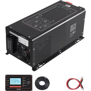 VEVOR Pure Sine Wave Inverter Charger, 3000 Watt, DC 24V to AC 120V Power Inverter with LCD Display, Remote Control, Solar Inverter for Off-Grid Solar RV Boat Home, Compatible with Various Batteries(12V 2000W GFCI)