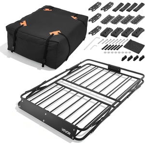 VEVOR Roof Rack Basket with Cargo Bag, 51 x 36 x 4 in, Roof Top Carrier Basket with Folding Design, 200 lbs Capacity, All-Weather Car Top Luggage Holder, Universal Fit for SUV Truck Car(51in with Bag)