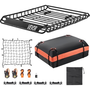 VEVOR Roof Rack Cargo Basket, 54 x 34 x 4 in, Heavy Duty Roof Top Carrier Basket with Waterproof Bag, Cargo Net, Ratchet Straps, 200 lbs Capacity, Universal Car Top Luggage Holder, for SUV Truck Car(51×36 in)