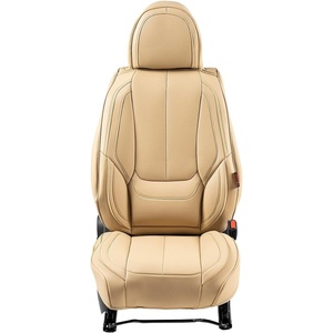 VEVOR Seat Covers, Universal Car Seat Covers Full Set Seats, Front and Rear Seat, 9pcs Faux Leather Seat Cover, Semi-Enclosed Design, Detachable Headrest and Airbag Compatible, for Most Car SUV Truck(Beige)