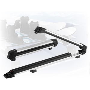VEVOR Ski & Snowboard Roof Rack, Carry up to 6 Pairs of Skis or 4 Snowboards, 2 PCS Aluminum Universal Car Roof Rack with Lock & Rubber Padding, Carrier for Fishing Rod, Fit Most Slotted Crossbars(Roof Rack (T-Style  Rails))
