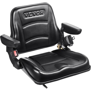 VEVOR Universal Forklift Seat, Fold Down Tractor Seat with Adjustable Angle Back and Micro Switch, 6.3-13.4 inch Extended Slot Comfortable Forklift Seat for Tractor Loader Excavator(2023New with Armrest+Belt)