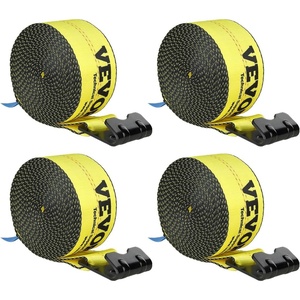 VEVOR Winch Straps, 4″ x 40′, 6000 lbs Load Capacity, 18000 lbs Break Strength, Truck Straps with Flat Hook, Flatbed Tie Downs Cargo Control for Trailers, Farms, Rescues, Tree Saver, Yellow (10 Pack)(Yellow)