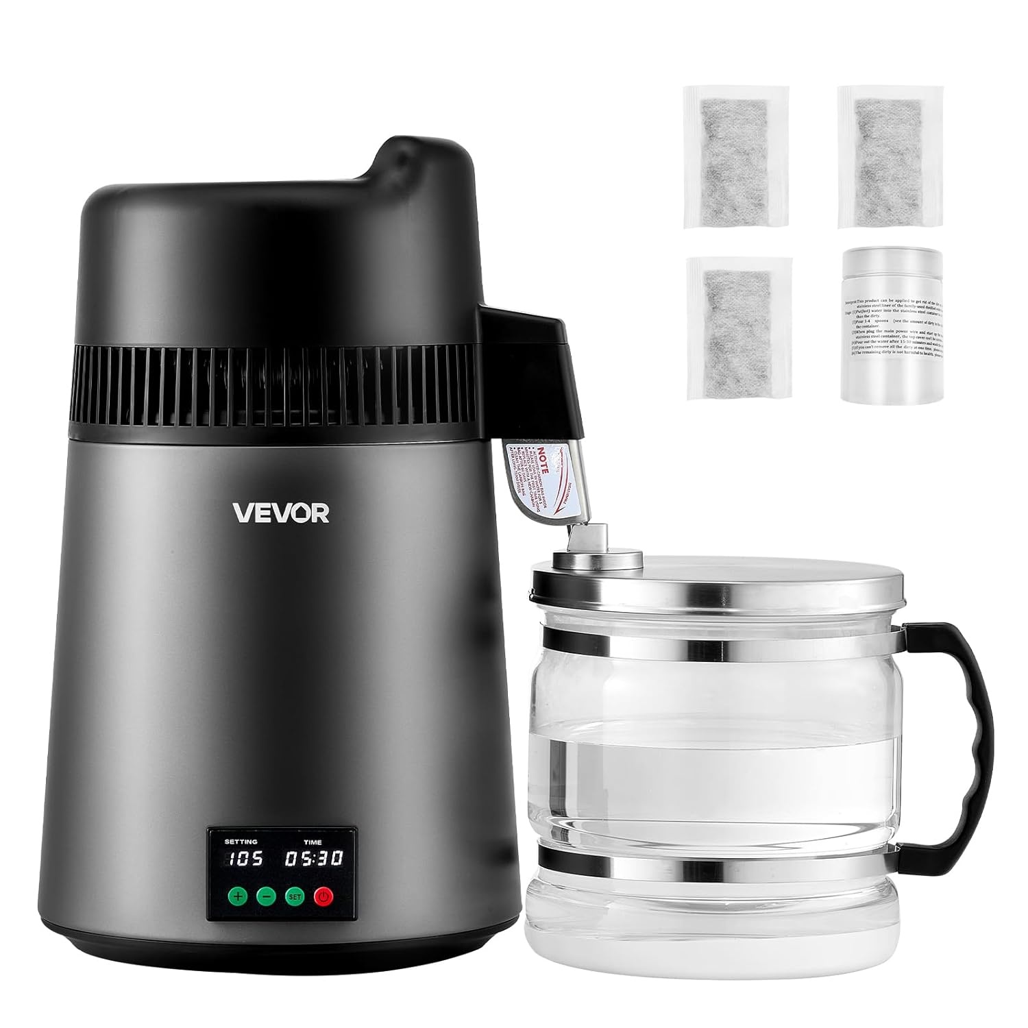image:imageVEVOR 11 Gallon Water Distiller 750W BPA Free Container Countertop 304 Stainless Steel Interior Stiller Foodgrade Water Tank Button Control Distilled Water Maker for Home amp Commercial UseGrey
