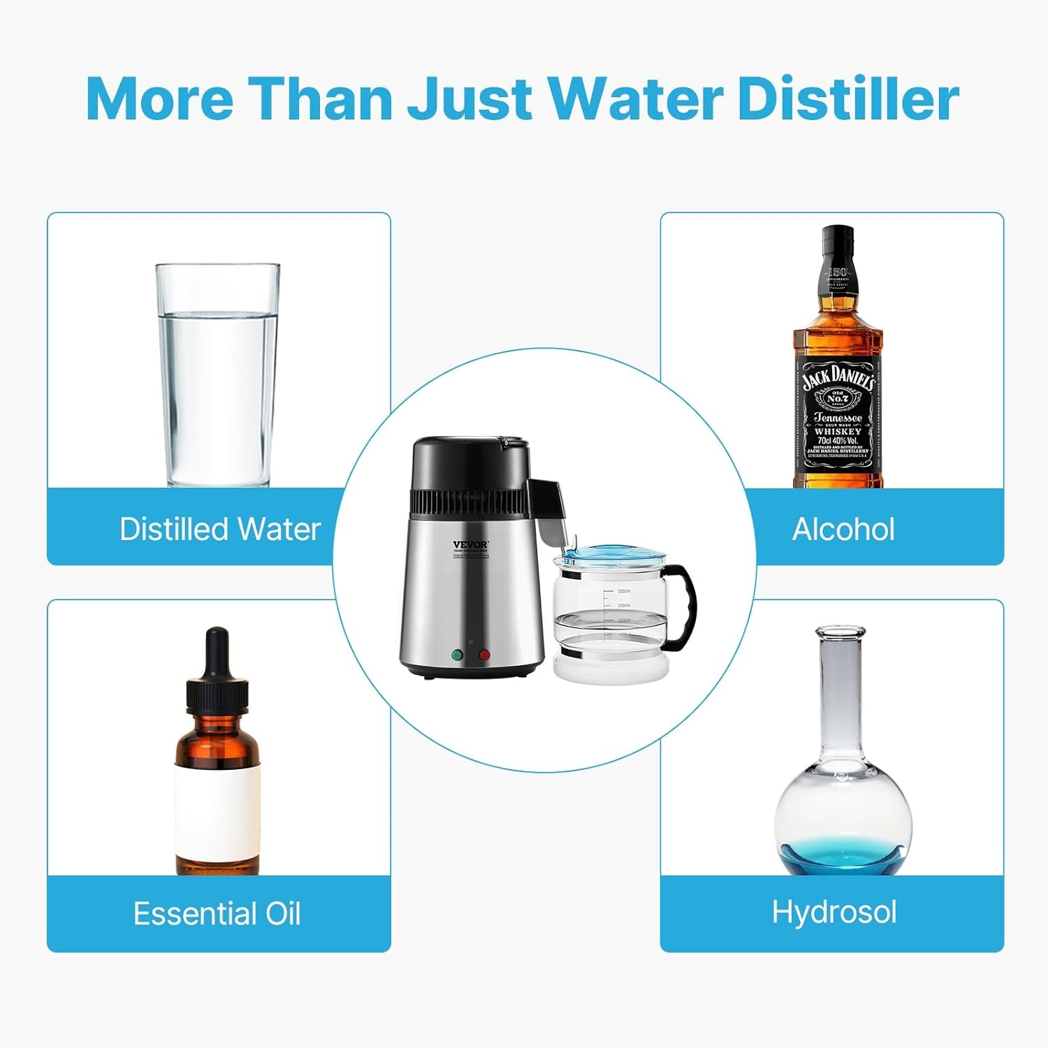 image:imageVEVOR 11 Gallon Water Distiller 750W BPA Free Container Countertop 304 Stainless Steel Interior Stiller Foodgrade Water Tank Button Control Distilled Water Maker for Home amp Commercial UseSilver