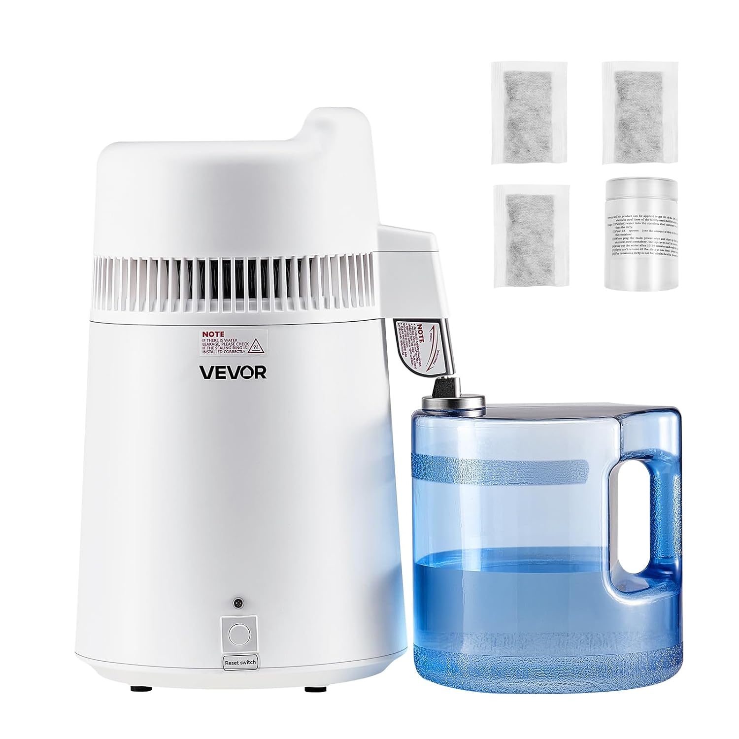 image:imageVEVOR 11 Gallon Water Distiller 750W BPA Free Container Countertop 304 Stainless Steel Interior Stiller Foodgrade Water Tank Button Control Distilled Water Maker for Home amp Commercial UseWhite