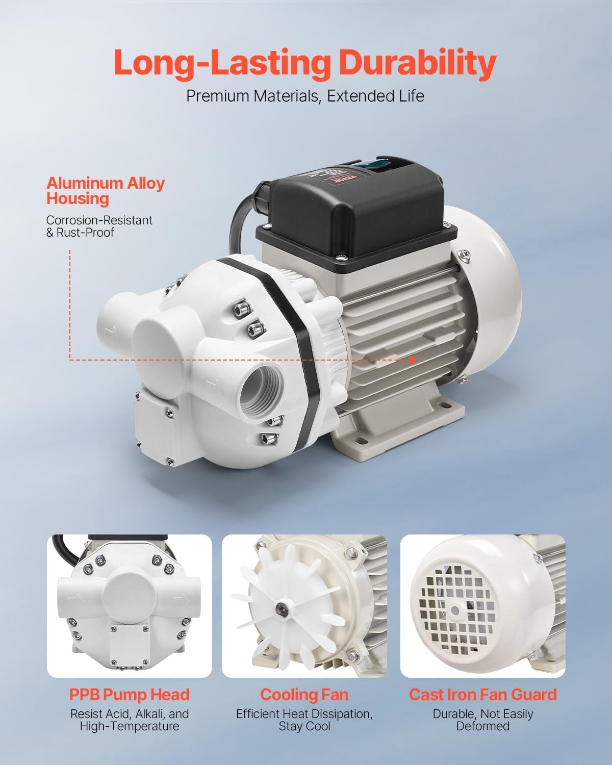 image:imageVEVOR 12V DEF Transfer Pump Kit 85 GPM Diaphragm Irrigation Self Priming Electric Water Pump with 58 Gallon Tank Automatic Nozzle 1312 ft Hose 2625 ft Lift for Diesel Exhaust Fluid UreaPump