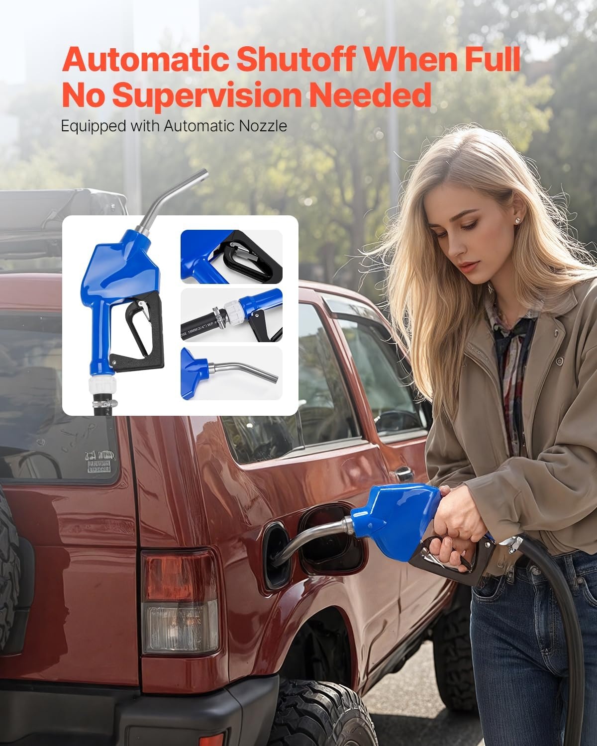 image:imageVEVOR 12V DEF Transfer Pump Kit 85 GPM Diaphragm Irrigation Self Priming Electric Water Pump with 58 Gallon Tank Automatic Nozzle 1312 ft Hose 2625 ft Lift for Diesel Exhaust Fluid UreaPump Kit with 58 Gallon Tank