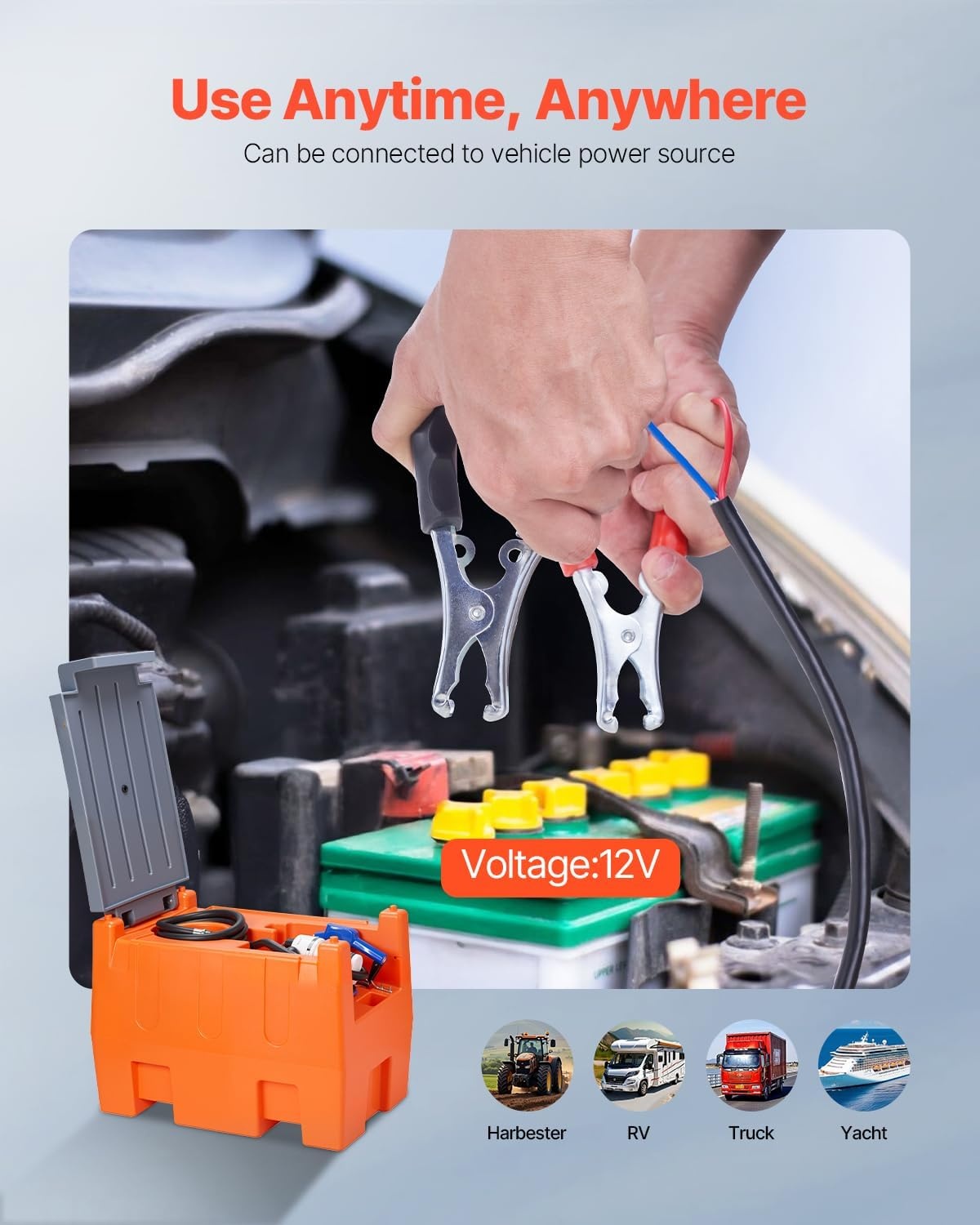 image:imageVEVOR 12V DEF Transfer Pump Kit 85 GPM Diaphragm Irrigation Self Priming Electric Water Pump with 58 Gallon Tank Automatic Nozzle 1312 ft Hose 2625 ft Lift for Diesel Exhaust Fluid UreaPump Kit with 58 Gallon Tank