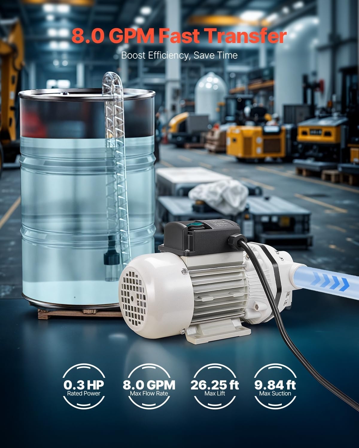 image:imageVEVOR 12V DEF Transfer Pump Kit 85 GPM Diaphragm Irrigation Self Priming Electric Water Pump with 58 Gallon Tank Automatic Nozzle 1312 ft Hose 2625 ft Lift for Diesel Exhaust Fluid UreaPump