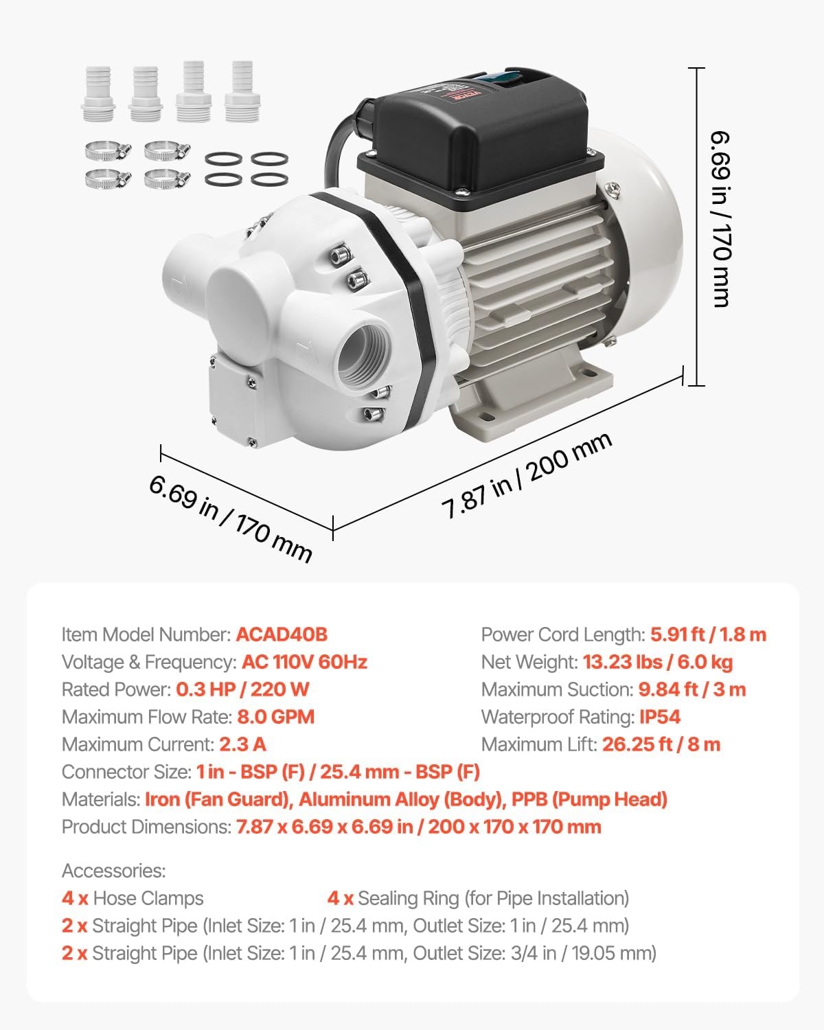 image:imageVEVOR 12V DEF Transfer Pump Kit 85 GPM Diaphragm Irrigation Self Priming Electric Water Pump with 58 Gallon Tank Automatic Nozzle 1312 ft Hose 2625 ft Lift for Diesel Exhaust Fluid UreaPump
