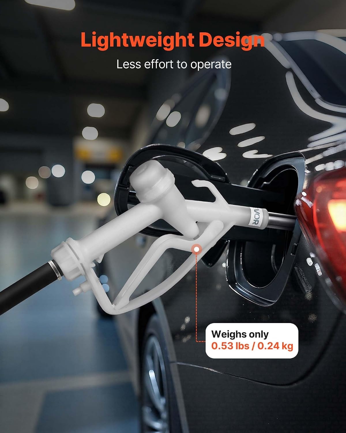image:imageVEVOR 15 Inch Barb Automatic Fuel Nozzle with Swivel Max Flow Rate 37 GPM Auto Shut Off Diesel Gas Pump Nozzle with 3Speed Trigger Lock amp 15 Inch OD40 mm Spout for Gasoline Diesel KeroseneWhite