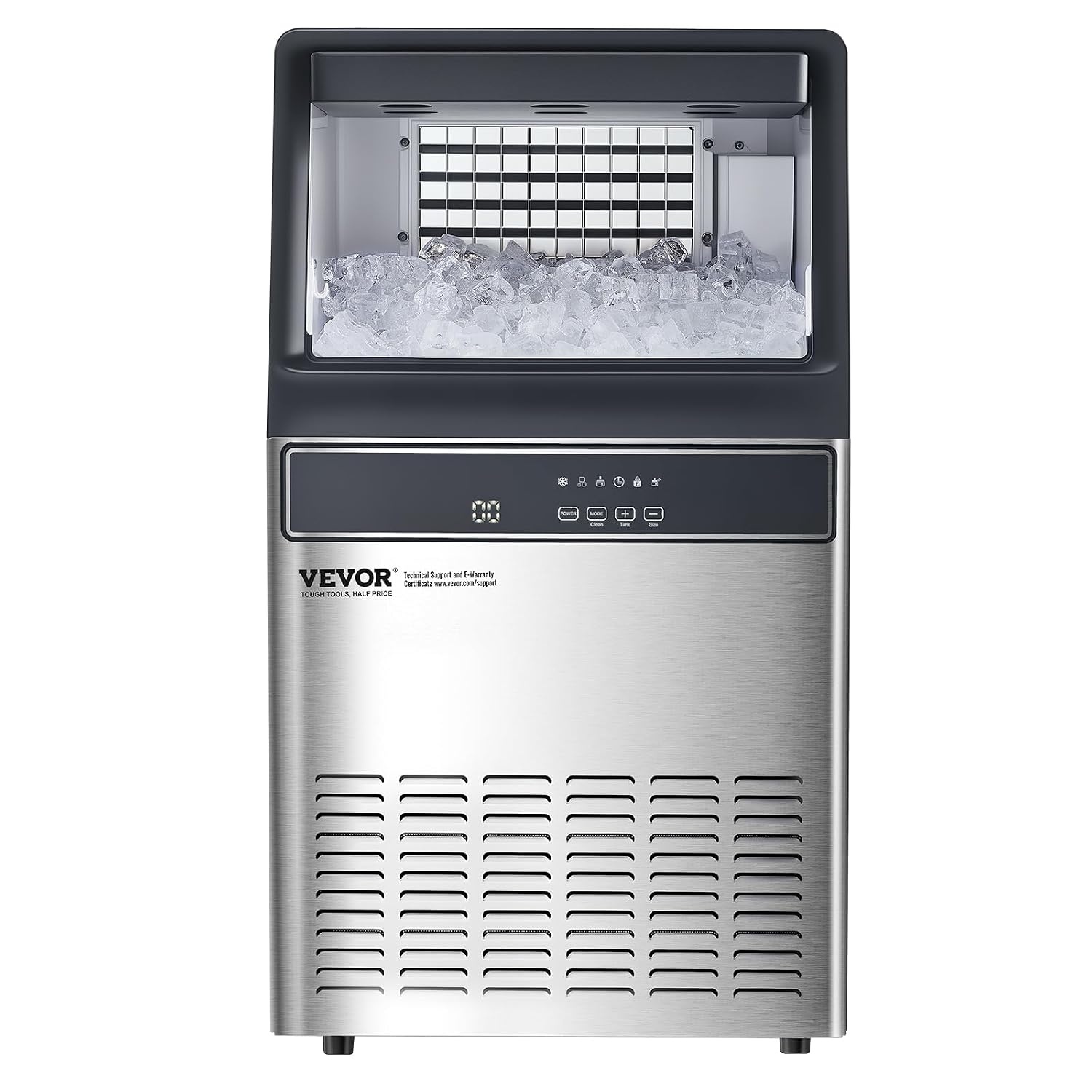 image:imageVEVOR 160lbs24H Commercial Ice Maker 55 Ice Cubes in 15 Minutes Freestanding Ice Maker Machine with 33lbs Large Storage Capacity for Bar Office Restaurant with LED Digital Display amp SelfCleaning