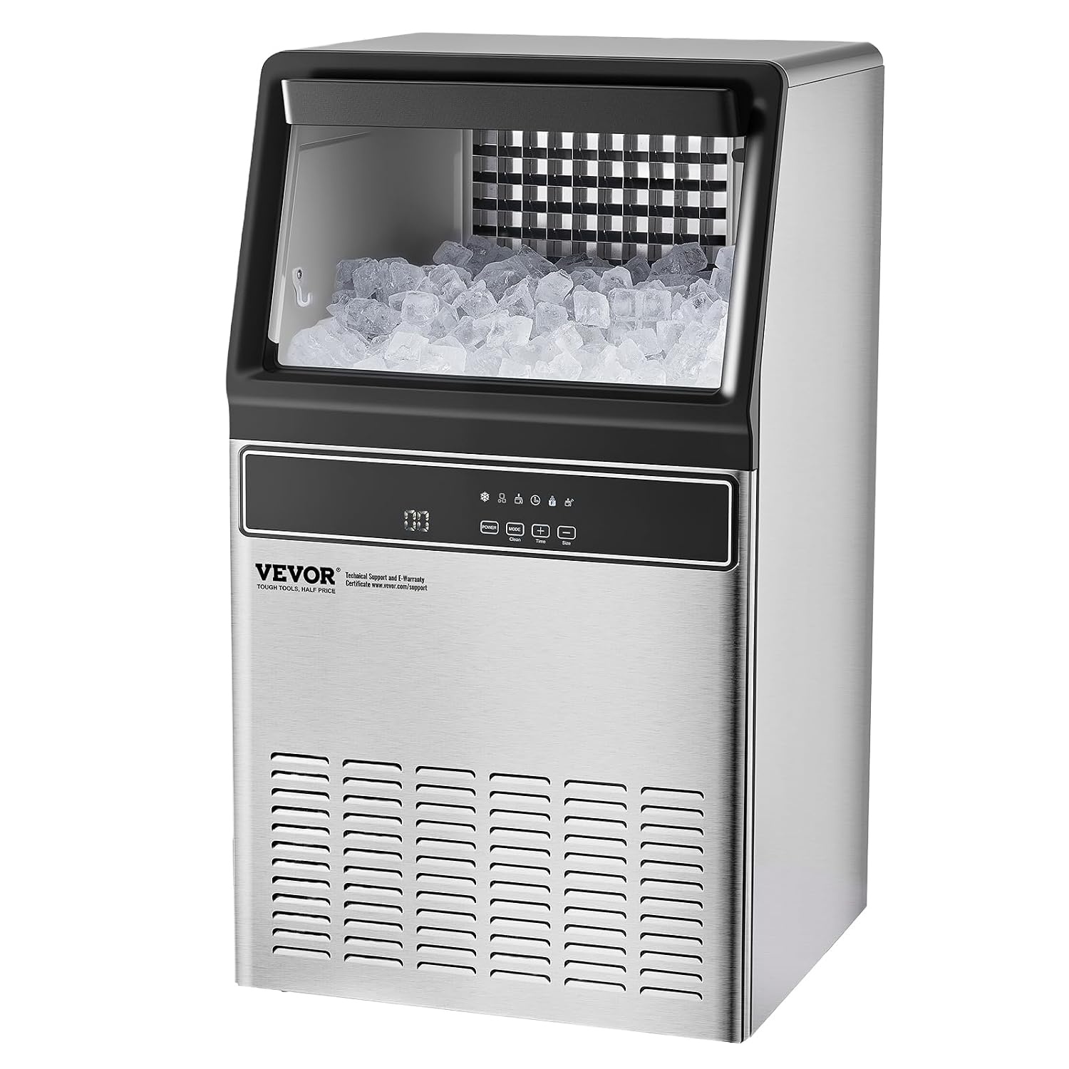 image:imageVEVOR 160lbs24H Commercial Ice Maker 55 Ice Cubes in 15 Minutes Freestanding Ice Maker Machine with 33lbs Large Storage Capacity for Bar Office Restaurant with LED Digital Display amp SelfCleaning