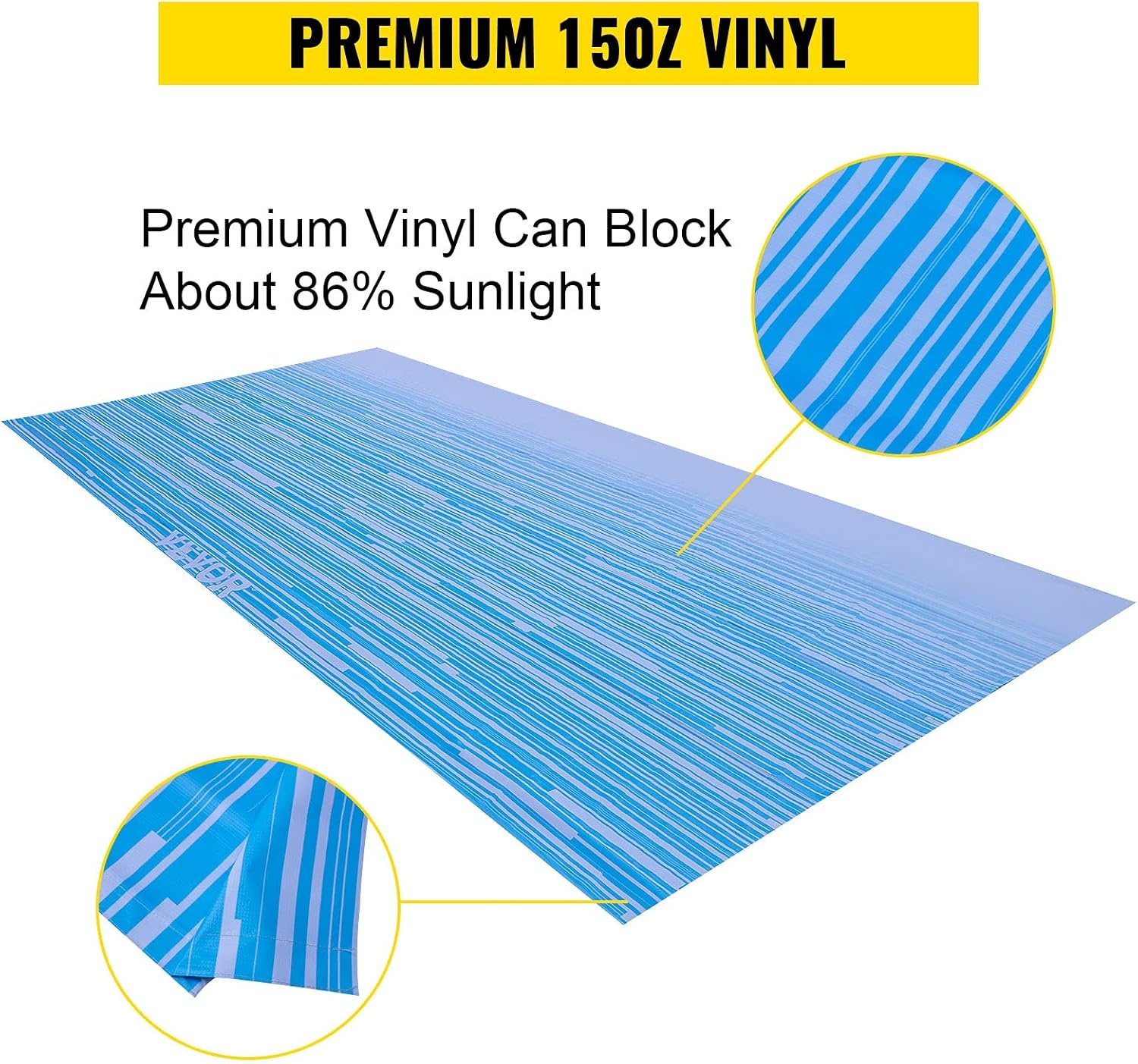 image:imageVEVOR 20 RV Awning Vinyl Fabric Ocean Blue Fade 15oz Weather Shield Easy Install Compatible with Major Brands20 FT